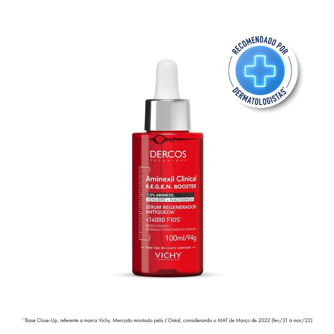 Dercos R.E.G.E.N Booster Vichy: Recomendado por dermatologistas para queda capilar.